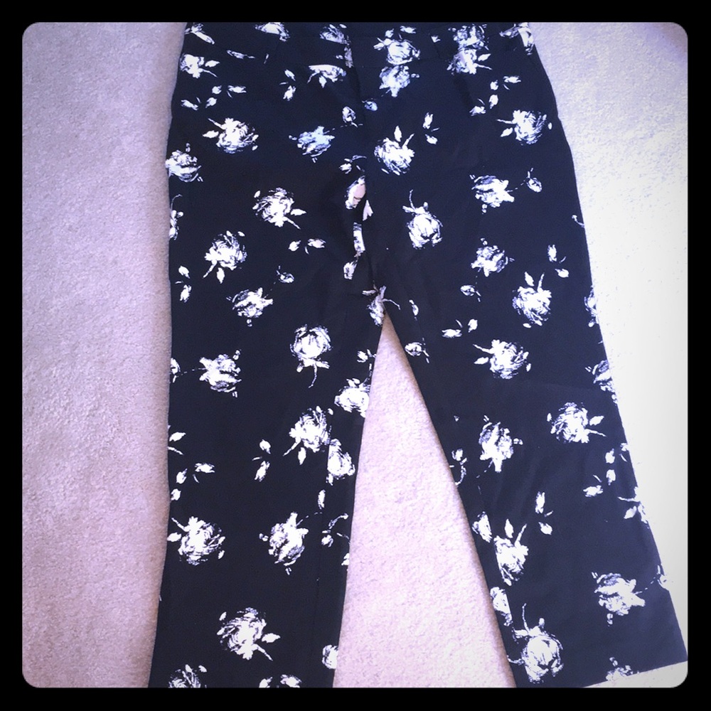 Black floral dressing pants for work new